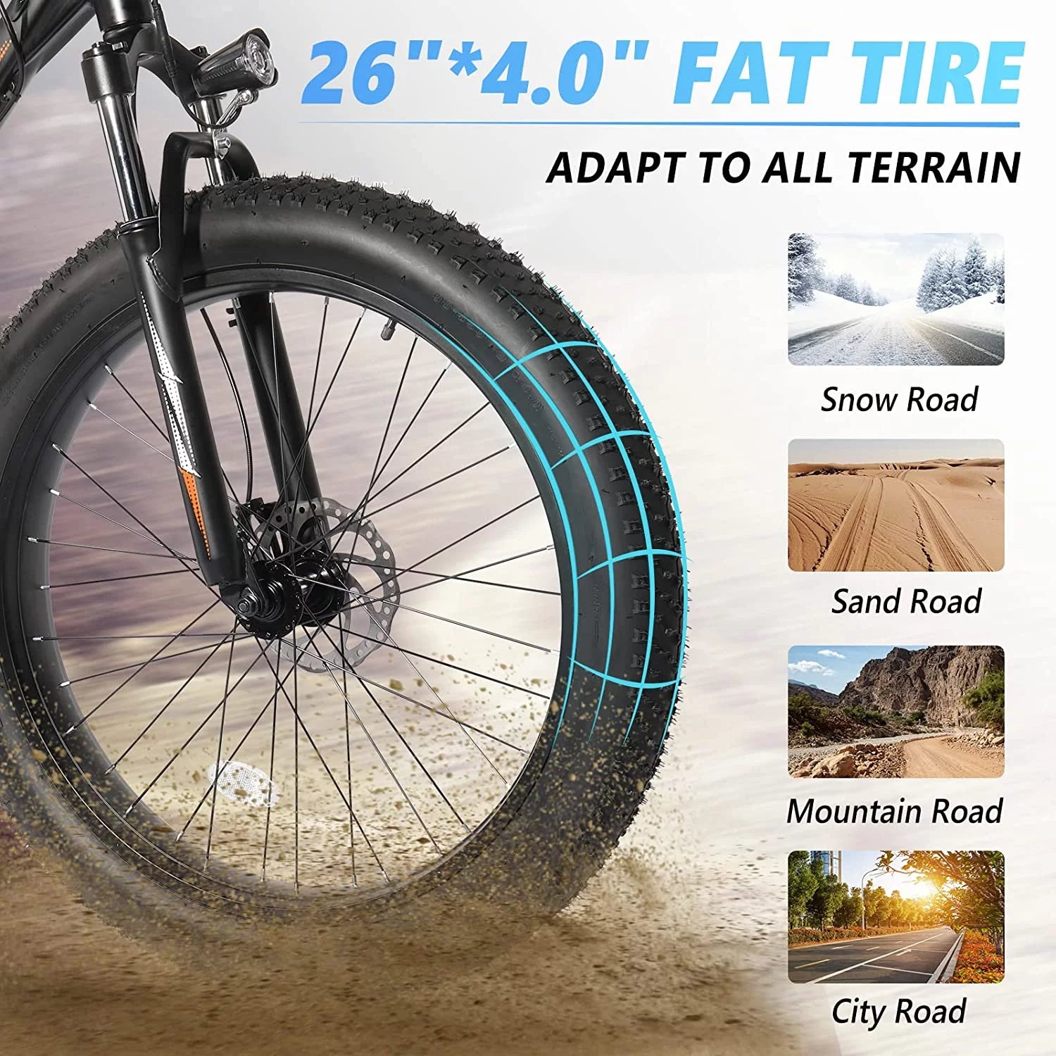 26" Fat Tire Electric Bike 500W 48V 13AH Removable Battery 20MPH O134