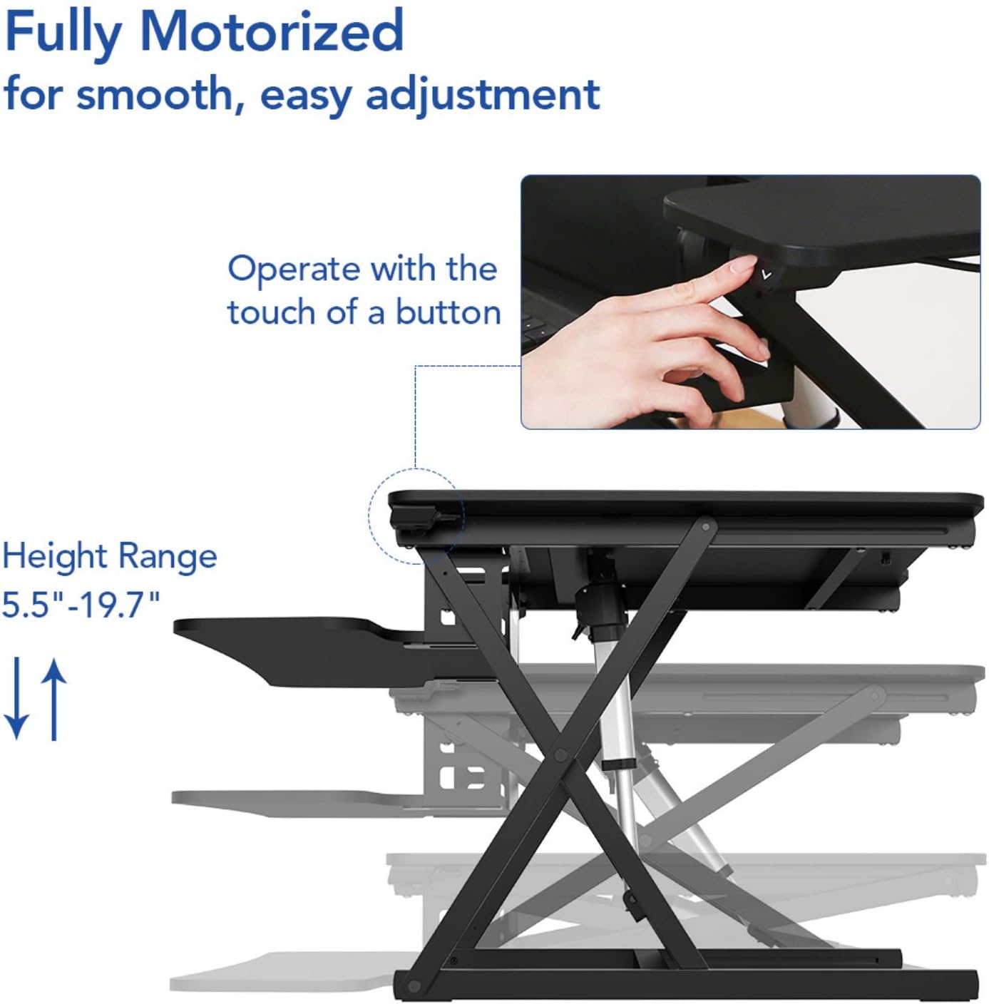 35" Wide Electric Standing Desk Converter with Keyboard Tray X19106