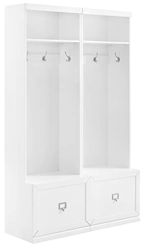 White 2-Piece Entryway Set with 2 Hall Trees K351