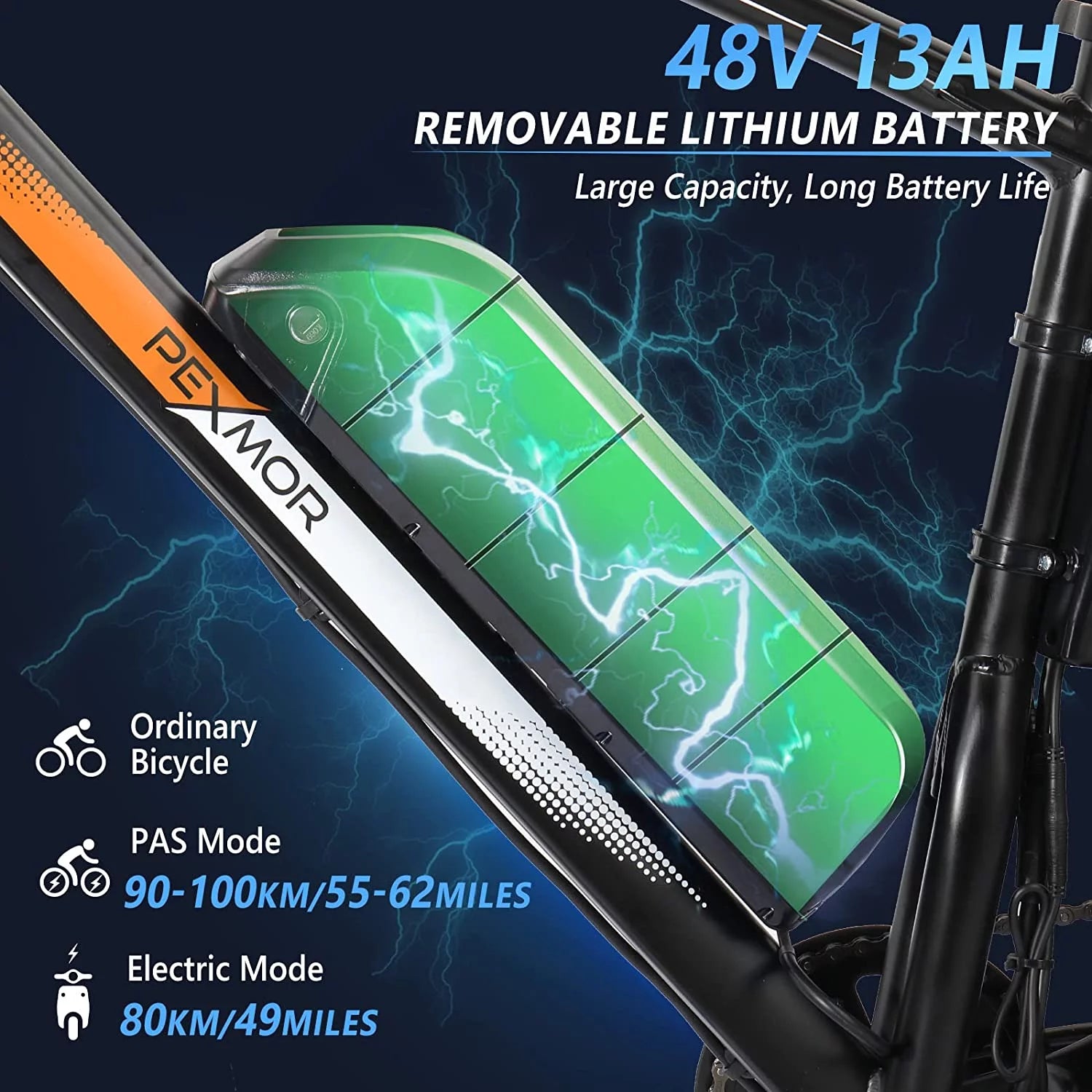 26" Fat Tire Electric Bike 500W 48V 13AH Removable Battery 20MPH O134