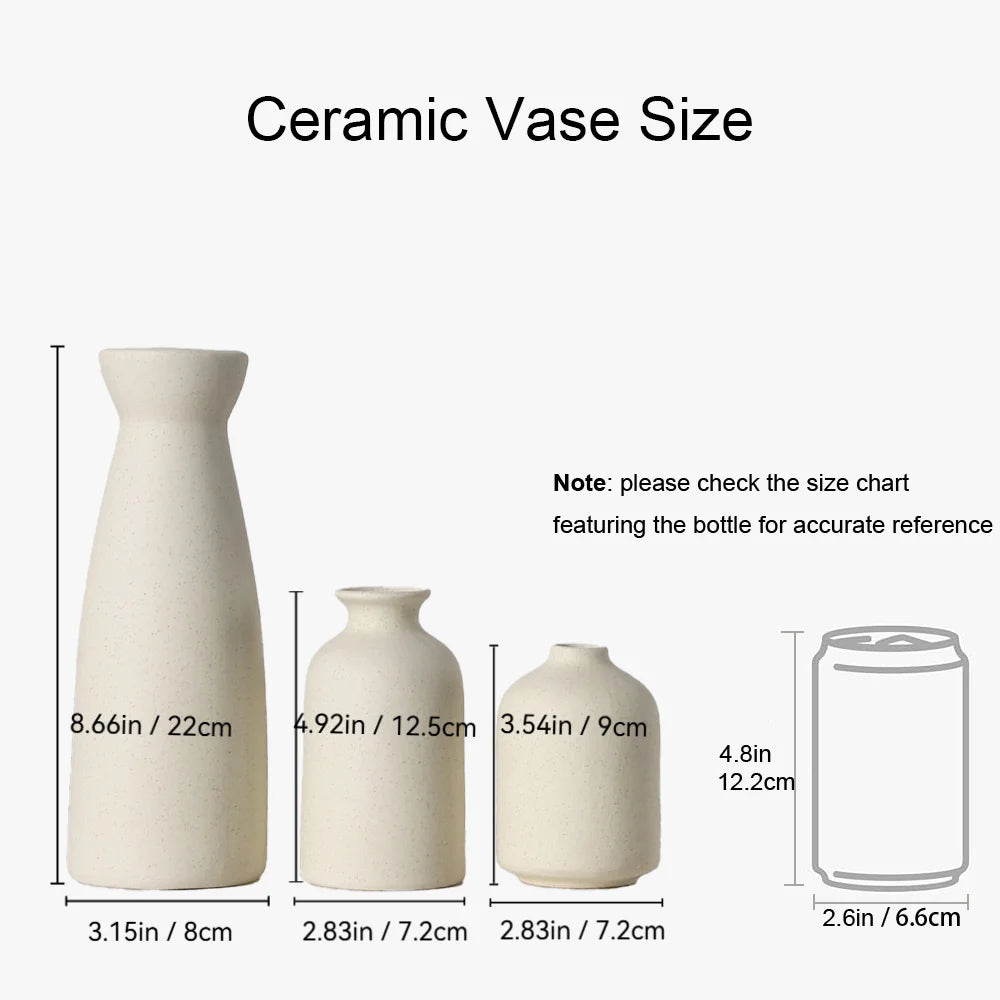 Beige Ceramic Vases Set of 3 O709