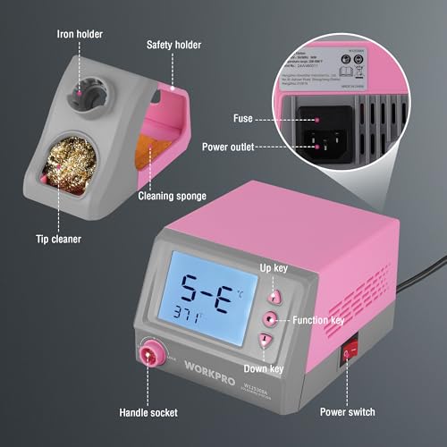 60W Digital Display Soldering Station with 5 Extra Iron Tips S97798