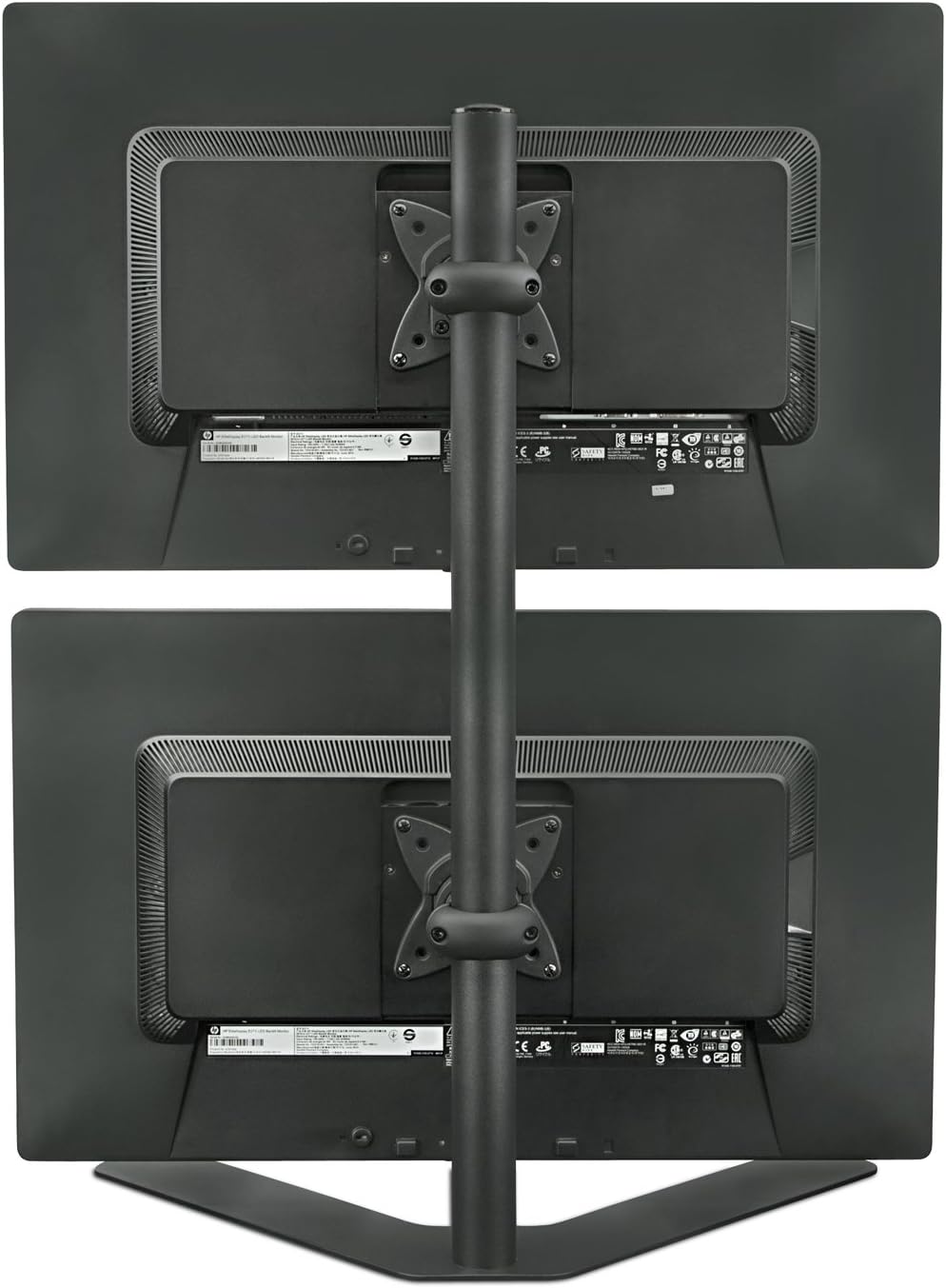 Dual Monitor Stand Vertical Stack Free Standing Desk Mount Adjustable Height Black B5598