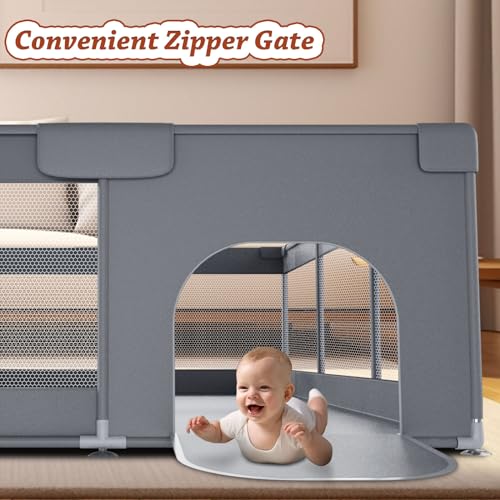 Extra Large 74" x 50" Baby Playpen with Breathable Mesh M116