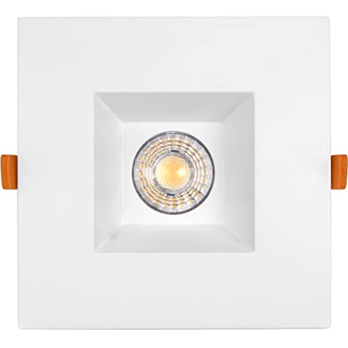 6" Ultra-Thin Recessed LED Downlight Canless IC Rated 1200 Lumens 5 Color Temperature Select Dimmable Square Black Trim 90 CRI A614