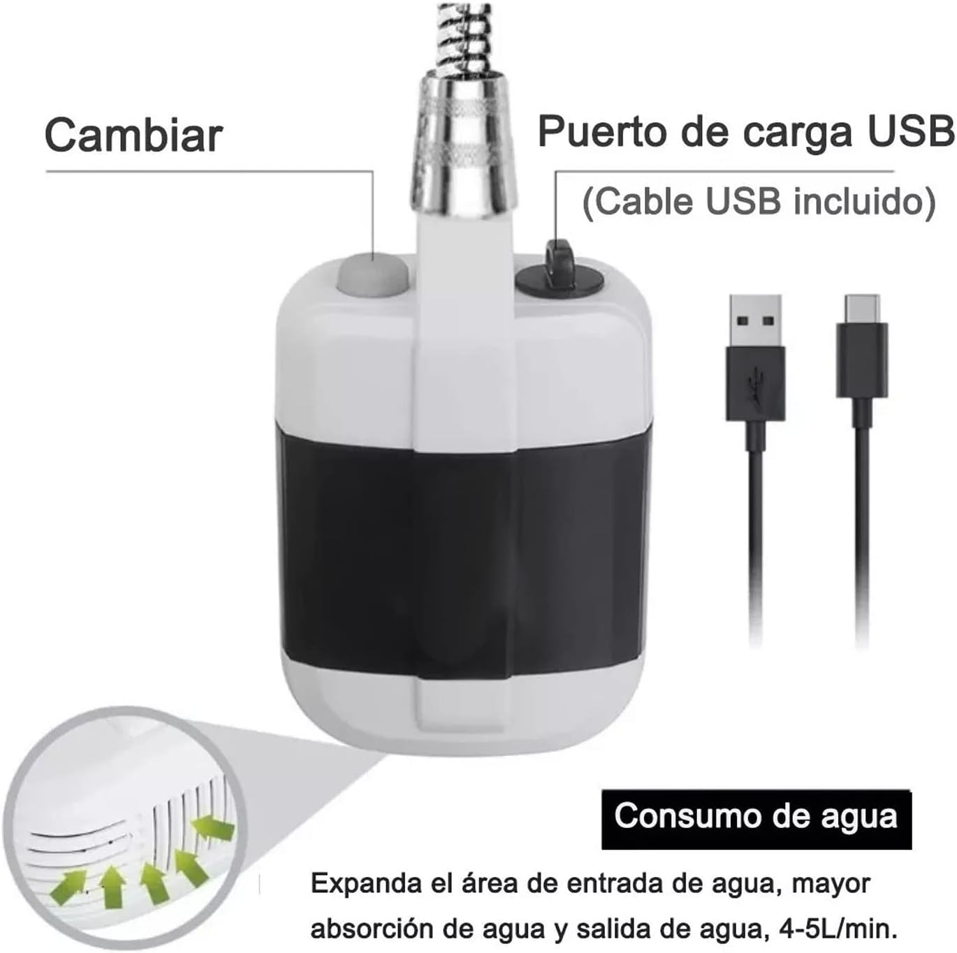 Portable Electric Shower with Battery Powered Pump Shower Head Nozzle S28146