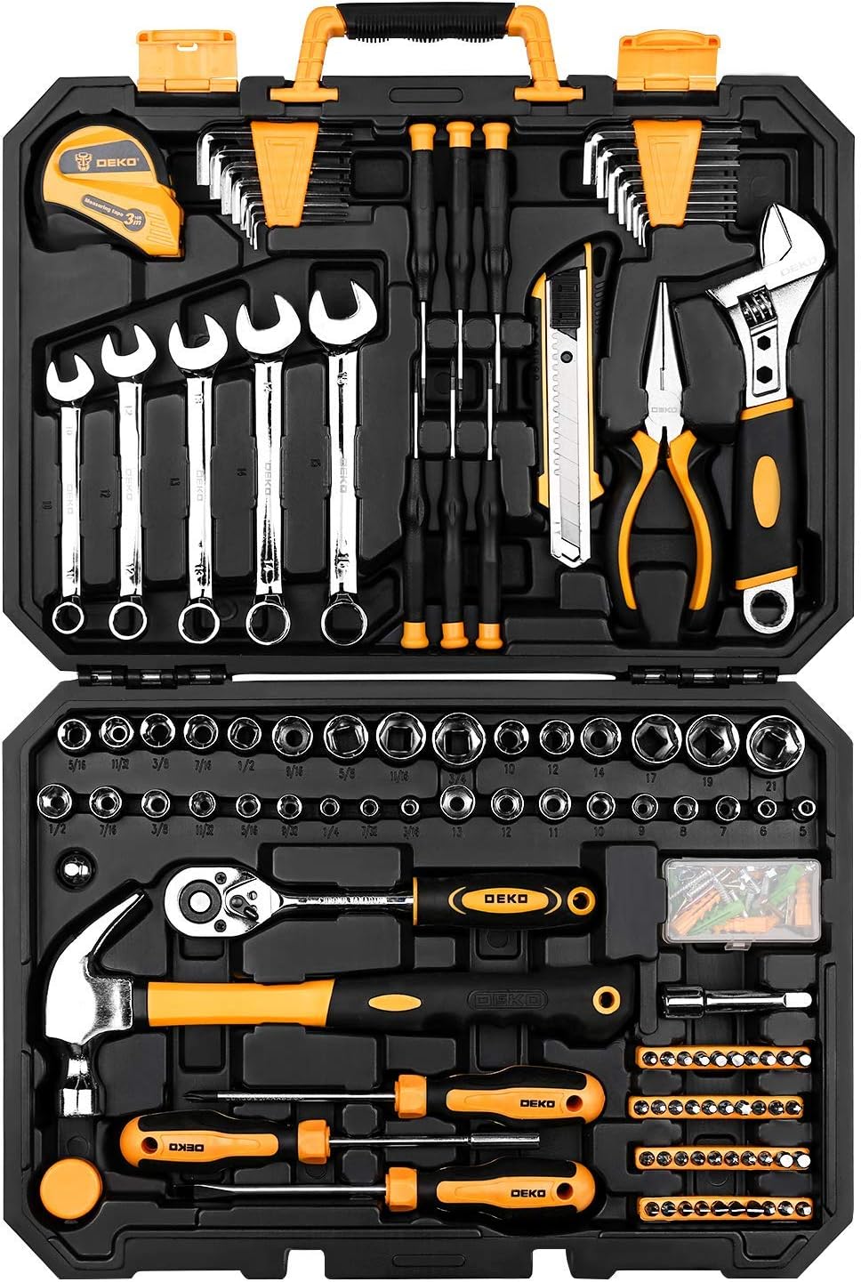 158 Piece Hand Tool Set with Plastic Toolbox Storage Case P421871