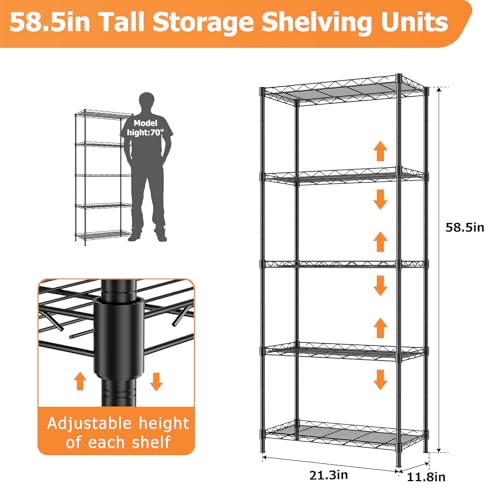 5-Tier Adjustable Metal Wire Shelving Unit Q736