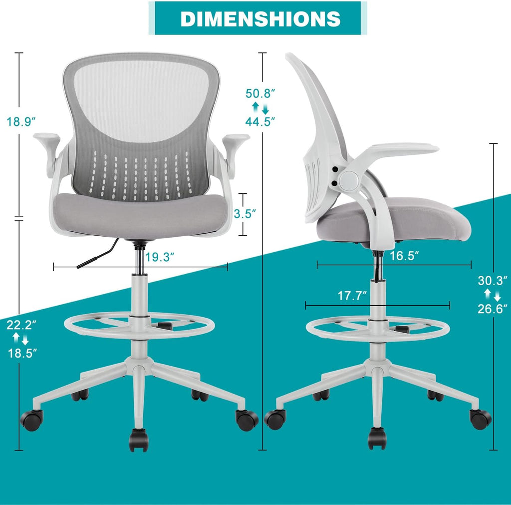 Grey Mid Back Mesh Drafting Chair H7720