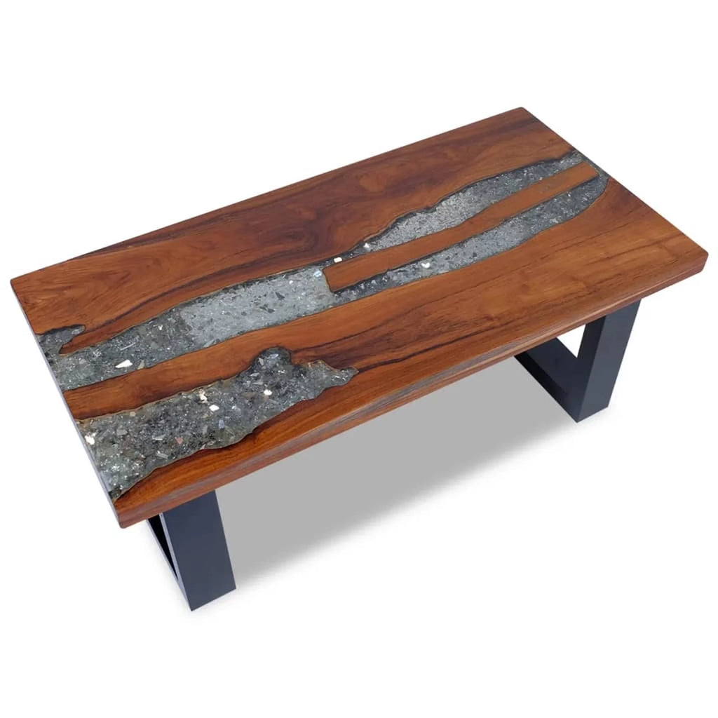 Handmade Teak Resin Coffee Table Q37231