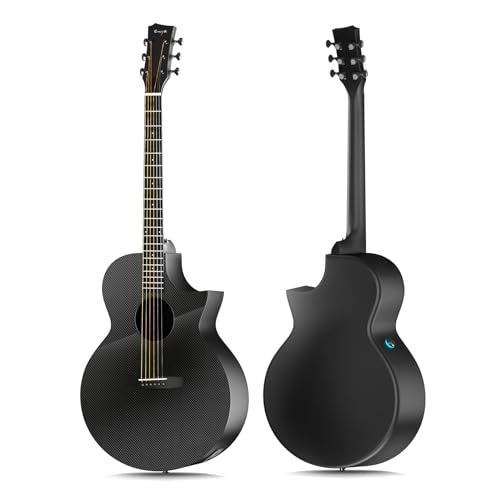 Acoustic Electric Guitar Carbon Fiber 41" 4/4 Sized Guitar Bundle with Hard Case P2766
