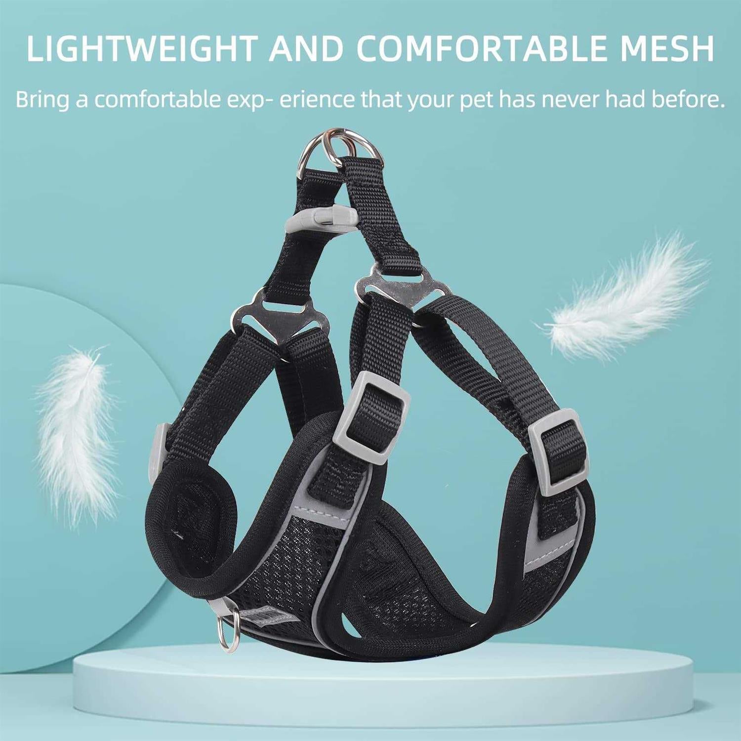 Adjustable Reflective Dog Harness with 2 Leash Clips X22782
