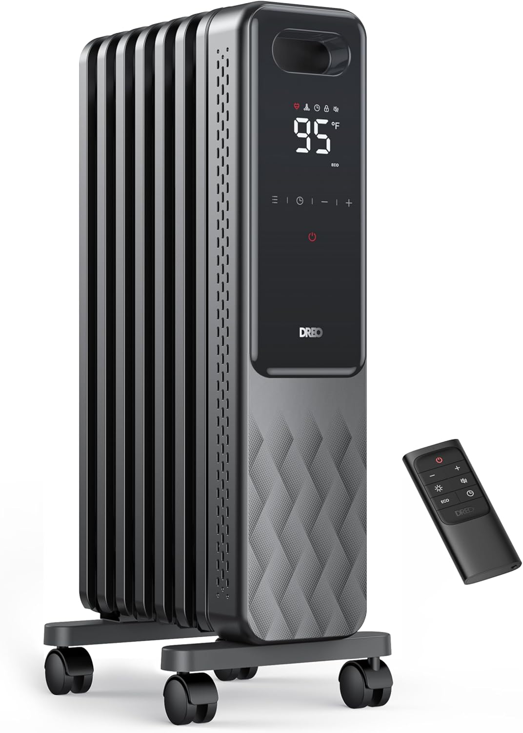 1500W Oil Filled Radiator and 15 Inch Portable Heaters Bundle with Remote Control C914