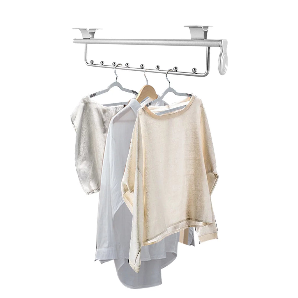 Stainless Steel Clothes Rail Retractable Closet Pull Out Rod 46x14x10cm U8308