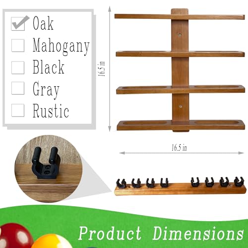 Wall-Mounted Hardwood Pool Stick Holder for 8-Cue Storage P879212