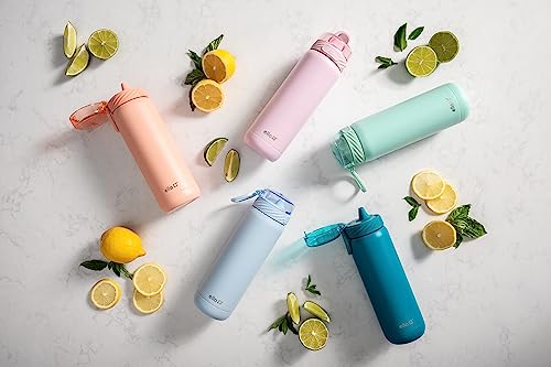 32oz Stainless Steel Water Bottle with Straw and Carry Handle W64741