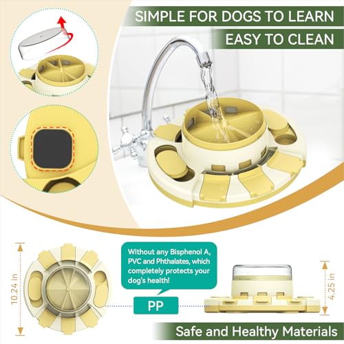 Dog Puzzle Toy Slow Feeder with Button Level 2 in 1 YLW B19860