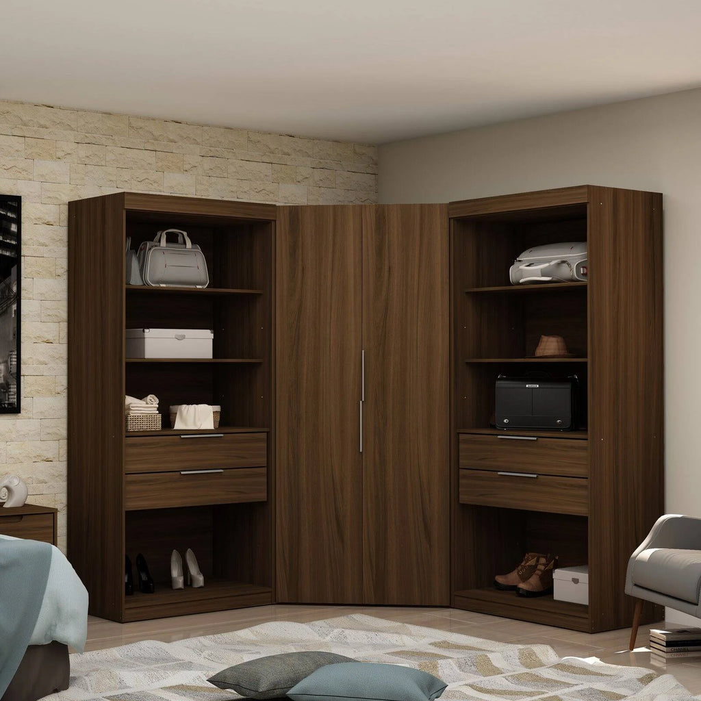 White 4 Drawer Corner Wardrobe Set of 3 G908334