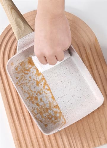 White Square Nonstick Tamagoyaki Pan with Lid and Oil Brush J17283