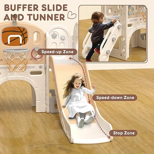 8 in 1 Toddler Slide Set with Basketball Hoop and Ball D350978