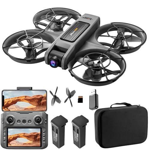 RC Drone with Screen On Controller, Brushless Motor Drone with Dual Cameras H1469