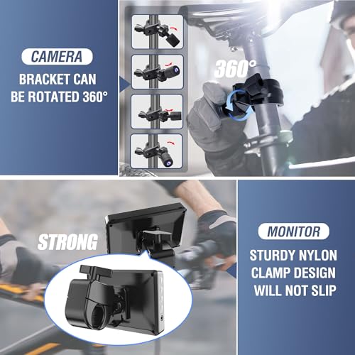 Bicycle Rear View Camera with 4.3'' HD 1080P Monitor and 8000mah Battery T427357