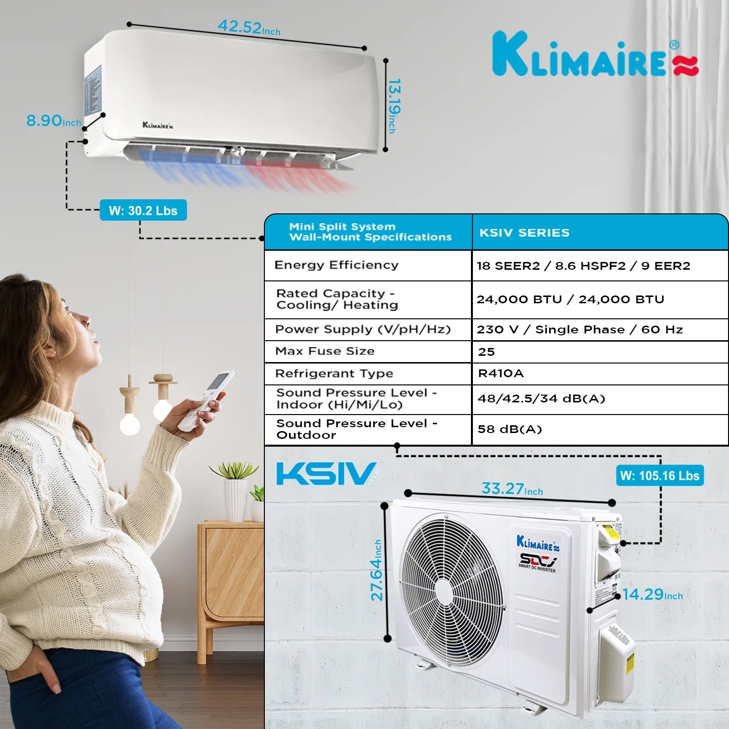 24,000 Btu 18.5 SEER2 Ductless Mini-Split Heat Pump Air Conditioner P89045