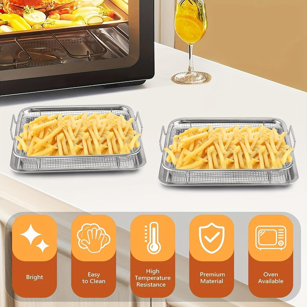 Stainless Steel Air Fryer Basket and Tray Set, 15.4" x 11.5" V289173