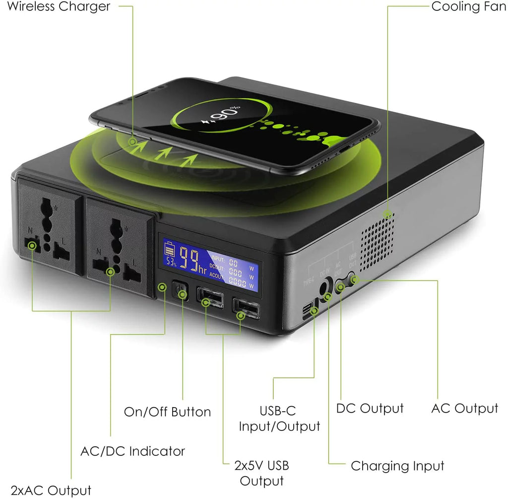 200W 154Wh Portable Power Station with 100W Foldable Solar Panel Y659982
