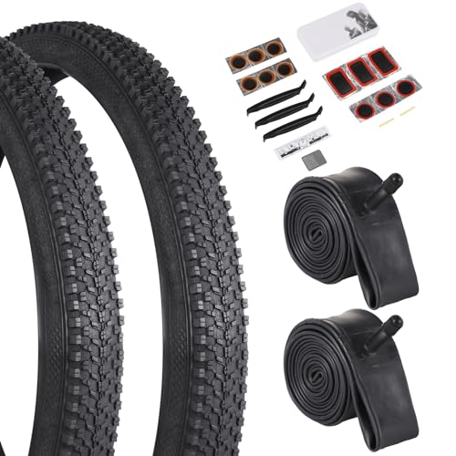 24/26x1.95 Inch Folding Bicycle Tire with Bike Tubes and Tire Levers (2 Packs) E711