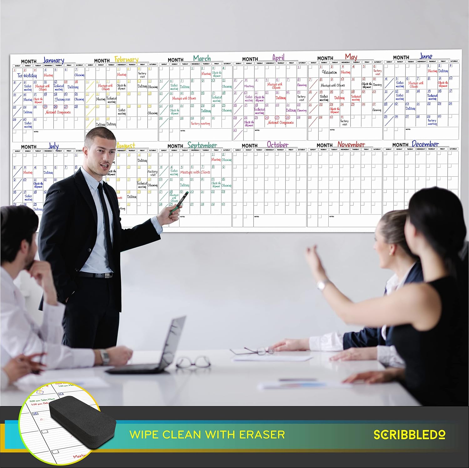100"x36" White Board Calendar Dry Erase Wall Calendar X207331