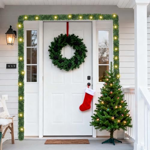 30 Feet 50 LED Battery Operated Pre-Lit Green Garland M3497