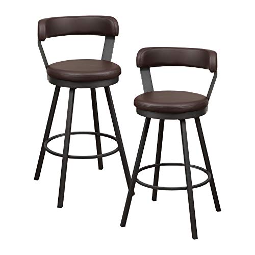 Black Swivel Counter Stool, Set of 2, 25.5" Seat Height F94262