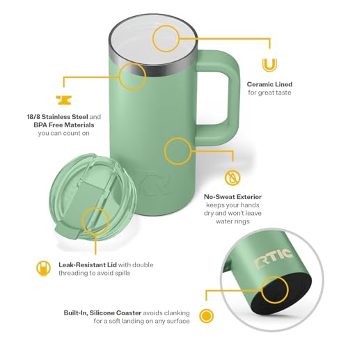 20oz Insulated Stainless Steel Travel Mug with Lid and Handle M58576