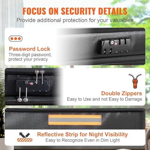 Fireproof Document Box with Lock, Water-Resistant File Box Organizer with Handles L329
