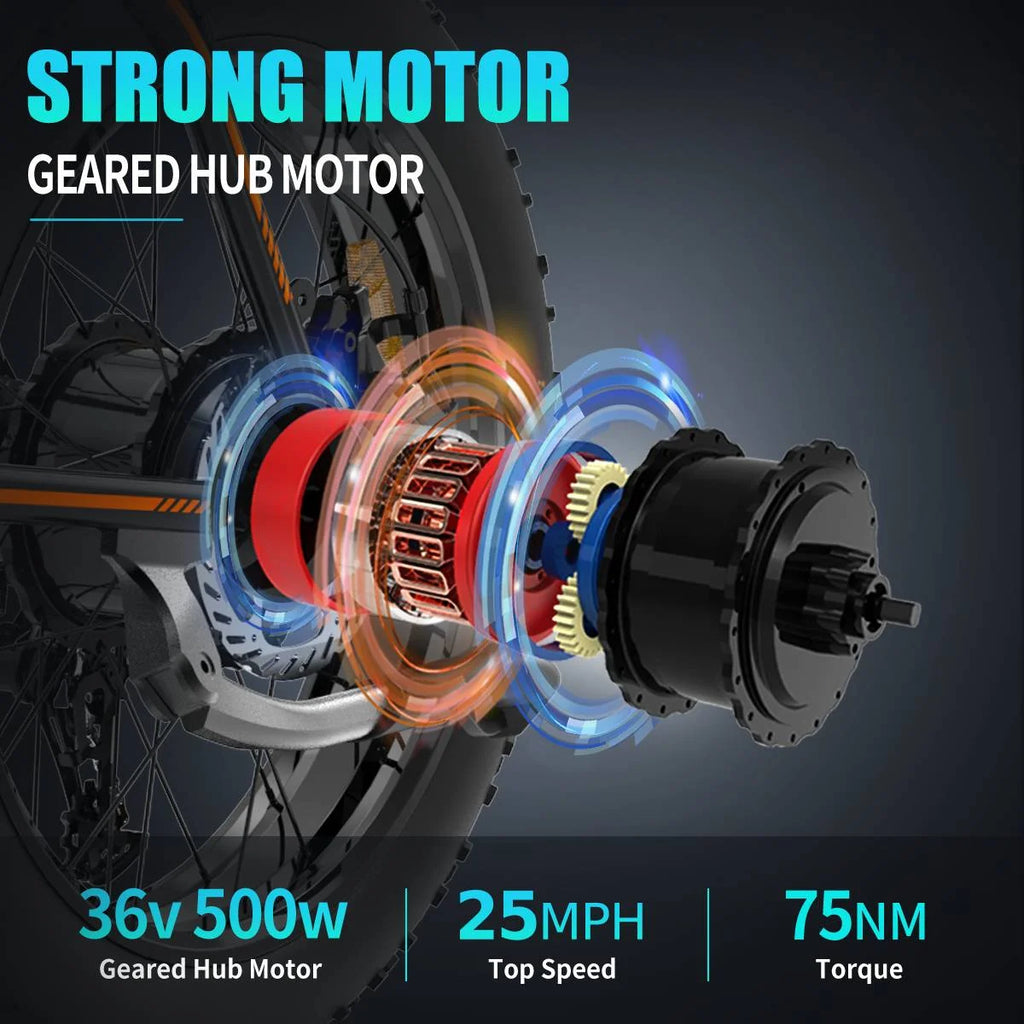 Folding Electric Bike 20 inch Fat Tire Electric Bicycle with 500W Motor 36V 13AH Removable Lithium Battery Y760248