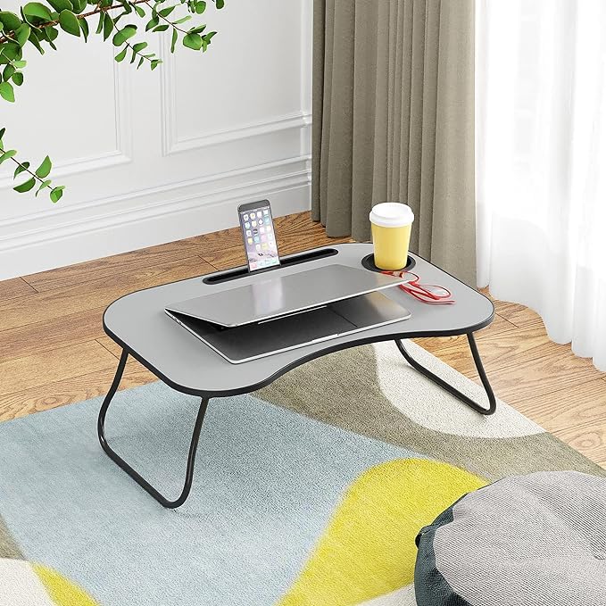 Gray Foldable Laptop Table with Cup Holder H9940