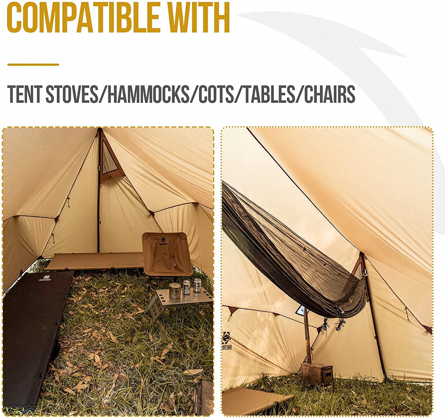 Hammock Hot Tent with Stove Jack, Waterproof Camping Tarp, PU3000mm 4 Season Tent V8052