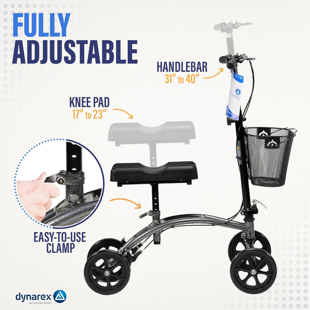 Silver Steerable Knee Walker with Basket J1914