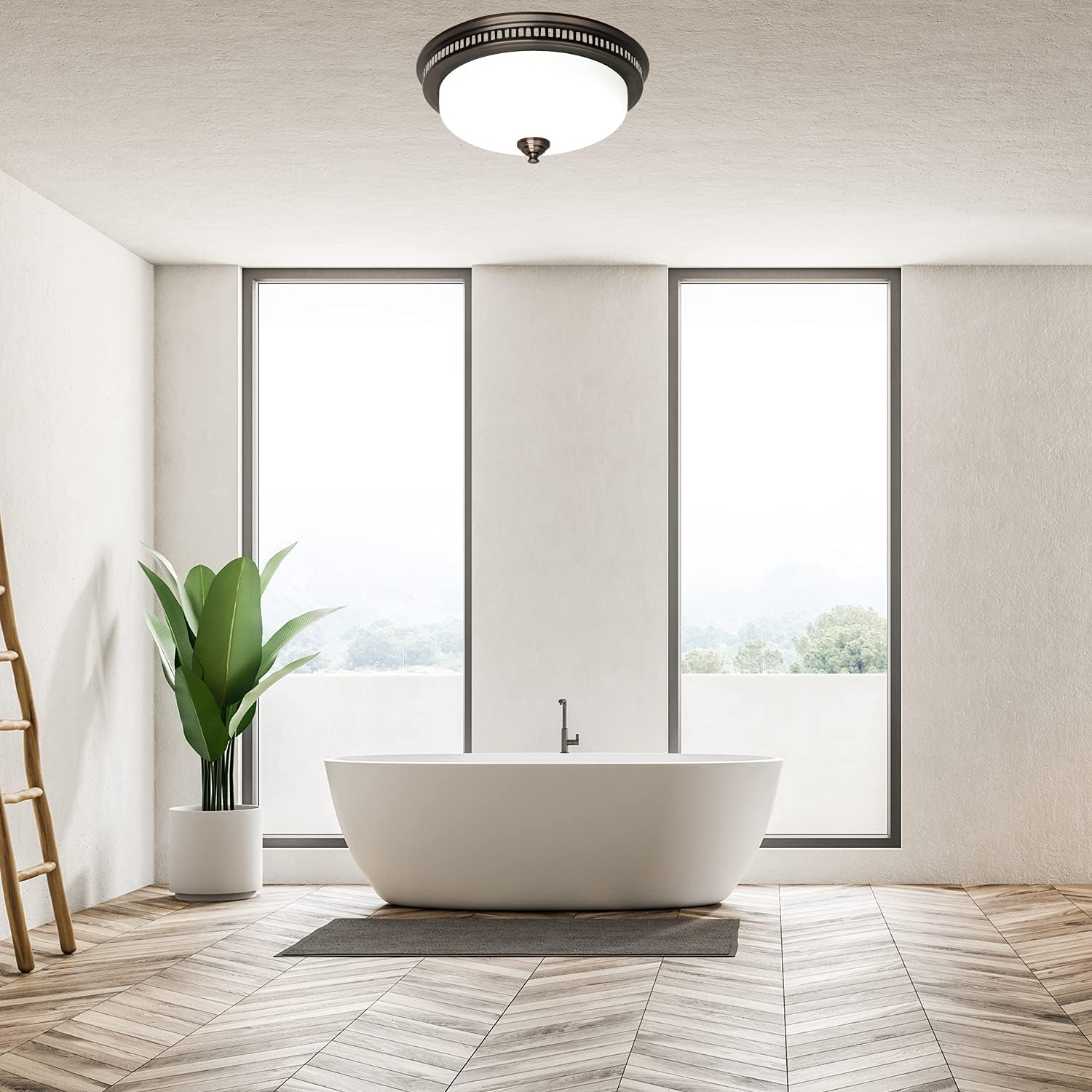 Bronze Round Exhaust Bathroom Fan with Light and Nightlight K521