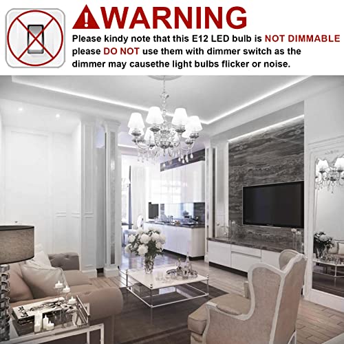 10 Pack E12 LED Candelabra Bulbs, 6000k Daylight White, 5W 450 Lumens E4758