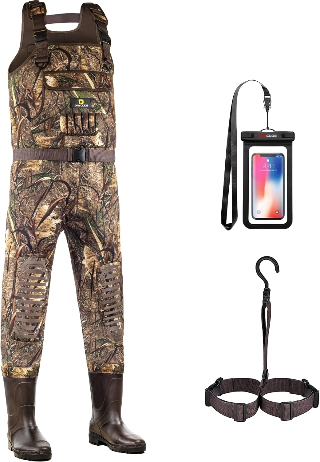 Waterproof Neoprene Camo Chest Waders with Boots A1938