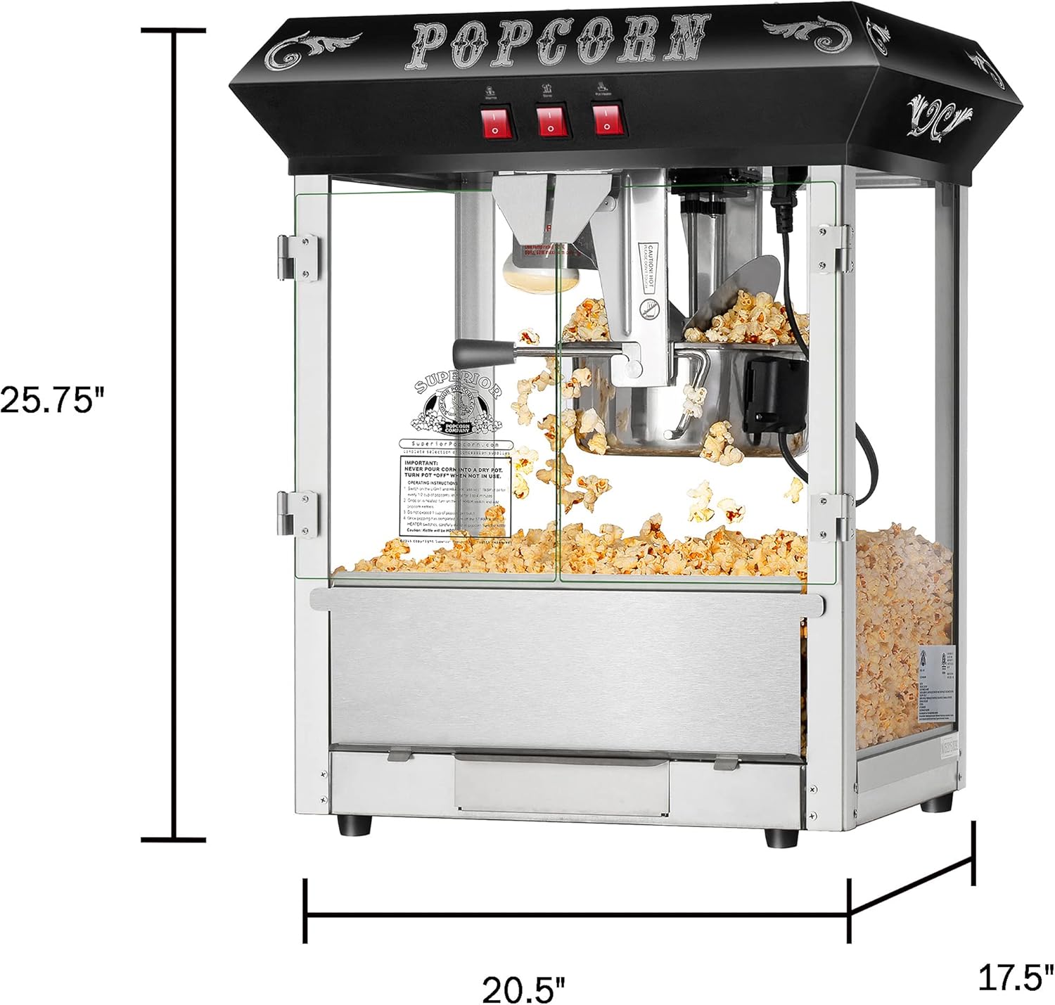 Black 8 Ounce Popcorn Machine Y2263