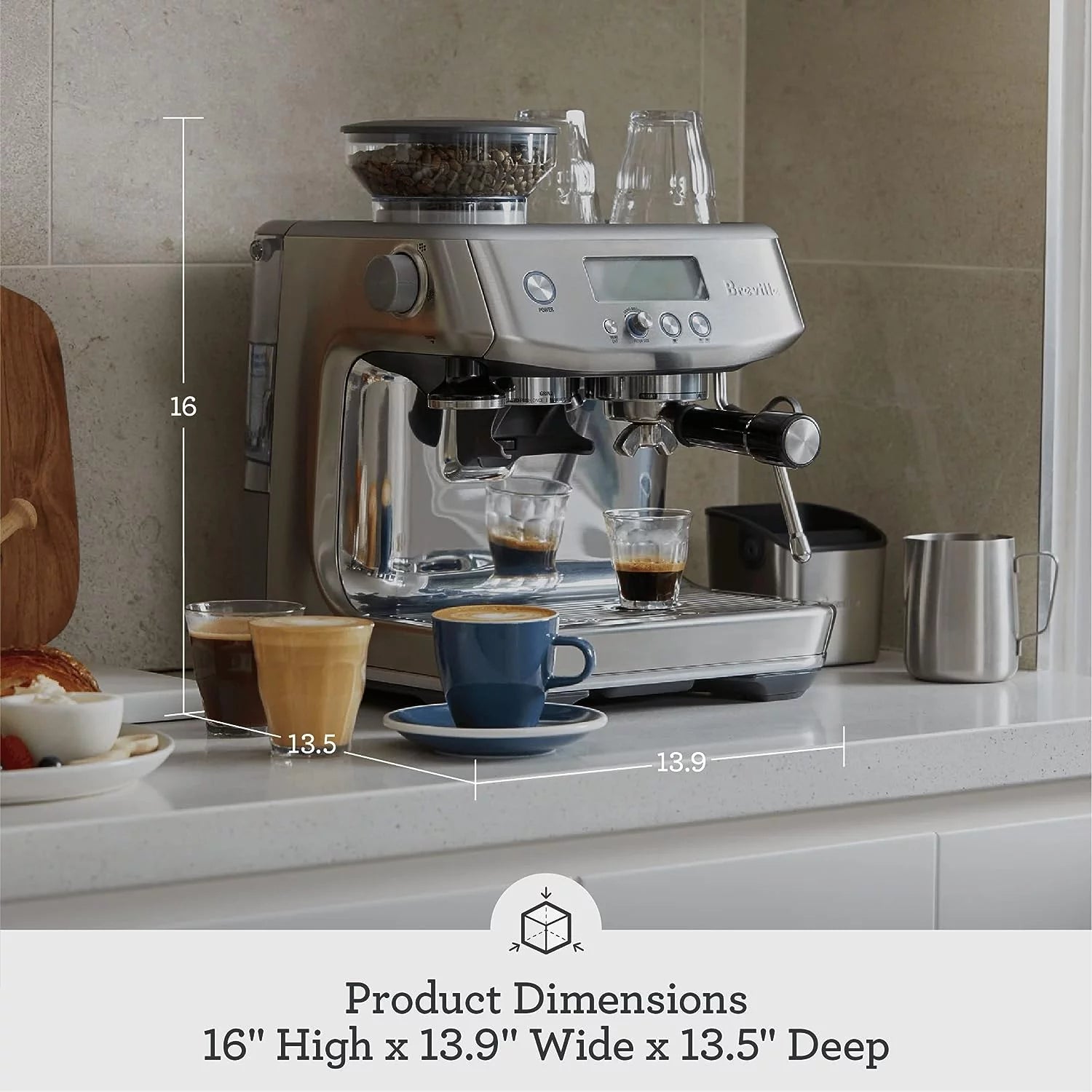 Medium Brushed Stainless Steel Espresso Machine R67660