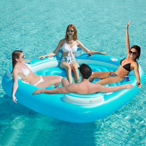 Inflatable 4-Person Pool Float with Cupholders R5468
