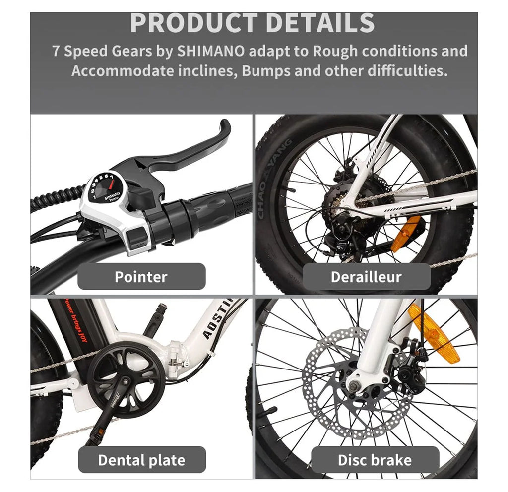 Folding Electric Bike 20 inch Fat Tire Electric Bicycle with 500W Motor 36V 13AH Removable Lithium Battery Y760248