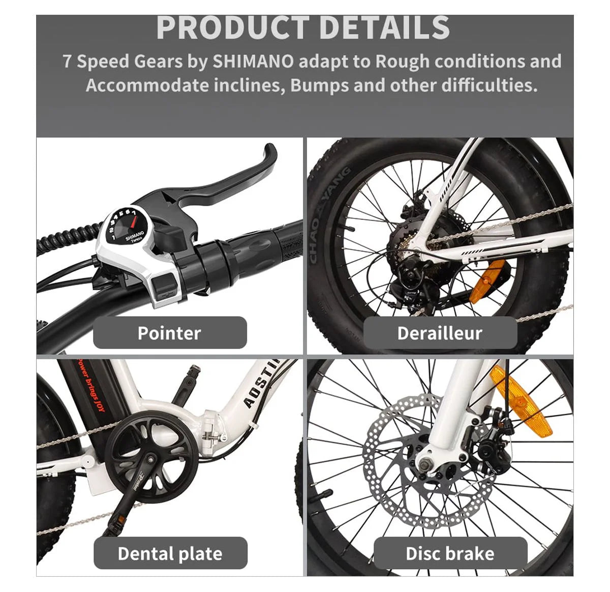Folding Electric Bike 20 inch Fat Tire Electric Bicycle with 500W Motor 36V 13AH Removable Lithium Battery Y760248