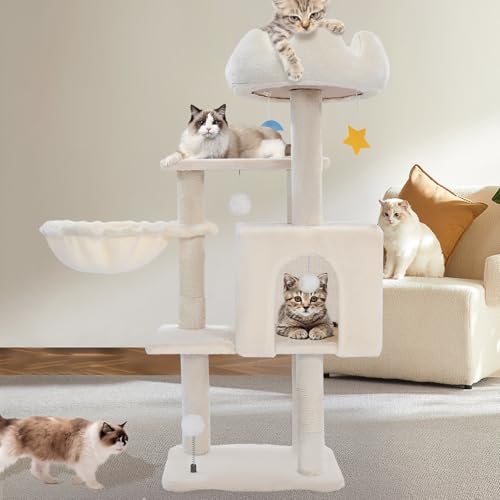 White 40'' Cat Tree Tower with Scratching Post G499