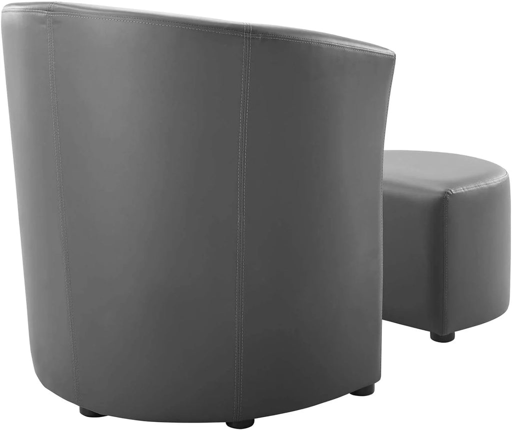 Gray Faux Leather Armchair And Ottoman Set Y9839