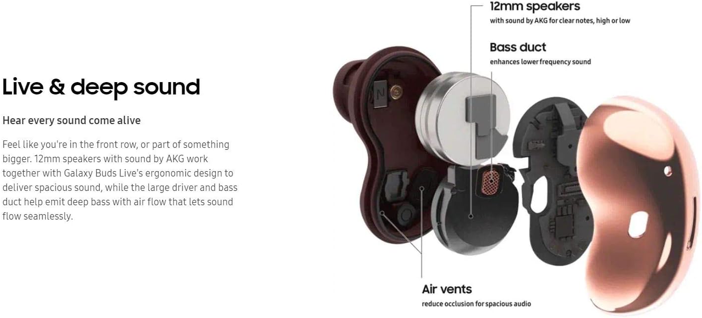 Galaxy Buds Live Active Noise Cancelling TWS Open Type Wireless Bluetooth 5.0 Earbuds, 12mm Drivers, Mystic Black A36622